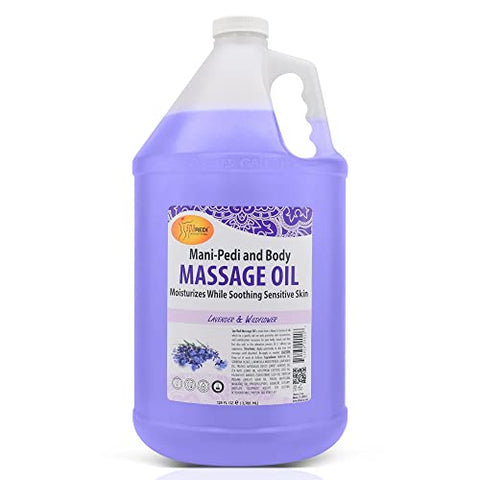 SPA REDI - Massage Oil, Lavender Wildflower, 128 oz- Professional Pedicure, Manicure, Full Body Massage Therapy