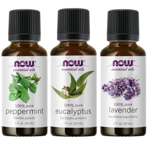 NOW Foods 3-Pack Variety of NOW Essential Oils: Pure & Natural Blend - Lavender, Eucalyptus, Peppermint, 1-Ounch each