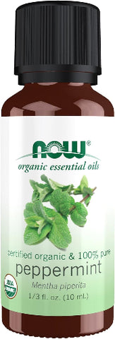 NOW Foods Essential Oils, Organic Peppermint Oil, Invigorating Aromatherapy Scent, Steam Distilled, 100% Pure, Vegan, Child Resistant Cap, 1-Ounce