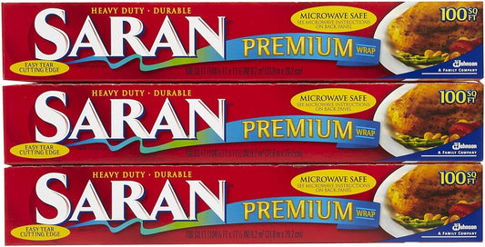 Saran Premium Plastic Wrap, 100 sq.ft., 3 Pack