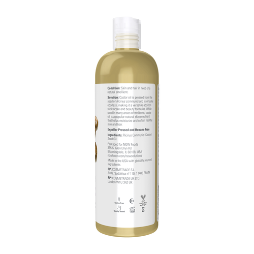 NOW Solutions, Castor Oil, Pure Versatile Skin Care, Multi-Purpose Skin Softener, 16-Ounce