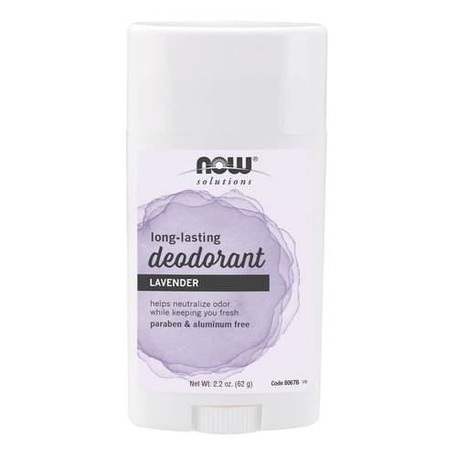 NOW Solutions, Deodorant Stick, Long Lasting, Refreshing Lavender Scent, Odor Neutralizing for Underarms and Feet, Paraben / Propylene Glycol Free, No Artificial Colors or Fragrances, 2.2-Ounce