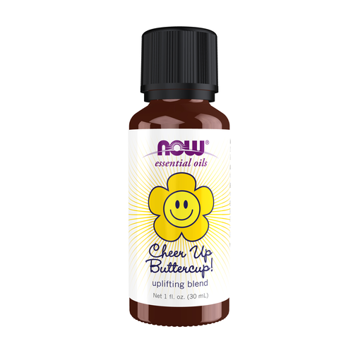 NOW Essential Oils, Cheer Up Buttercup! Oil Blend, Uplifting Aromatherapy Scent, Blend of Pure Citrus Essential Oils, Vegan, Child Resistant Cap, 1-Ounce