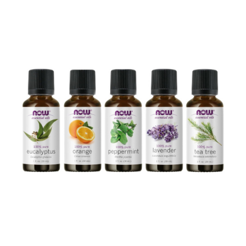 NOW Foods 5-Pack Variety of NOW Essential Oils Variety Sampler- Eucalyptus, Orange, Peppermint, Lavender, Tea tree, 1-Ounce each