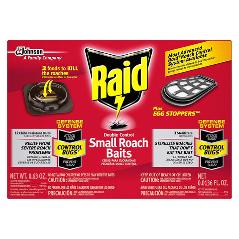 Raid Double Control Small Roach Baits Plus Egg Stoppers, 12-count Box