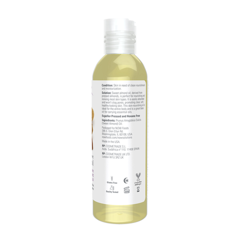 NOW Solutions, Sweet Almond Oil, Pure Moisturizing Oil, Promotes Healthy-Looking Skin, Unscented Oil, 4-Ounce