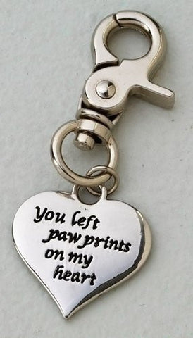 Pet Dog Cat Memorial Charm 3 Inch Zinc You Left Paw Prints On My Heart 64536