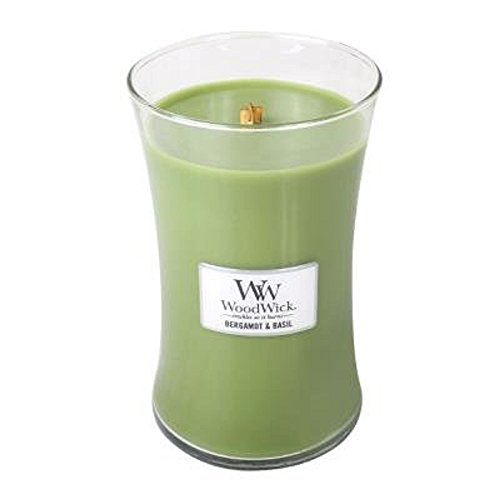 Bergamot Basil - Woodwick 21.5 Oz Large Jar Candle Burns 130 Hours