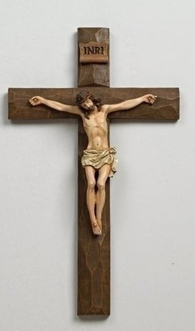 Roman 12" Inri Driftwood Texture Crucifix Wall Cross