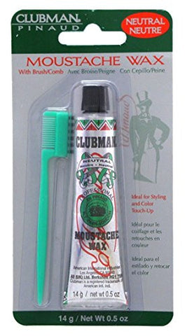 Clubman Moustwax with Brush, White (Neutral), 2 Count