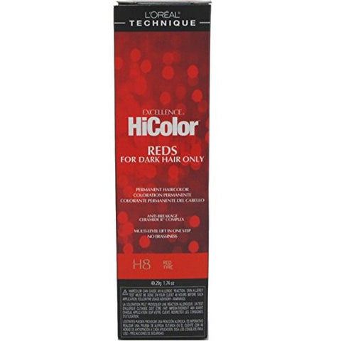 L'Oreal Excellence HiColor H8 Tube Red Fire 1.74 oz.