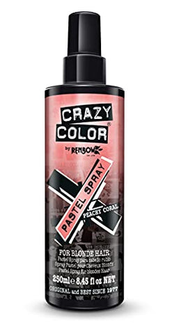 Crazy Color Instant Temporary Hair Color Pastel Pigment Spray - 100% Vegan & Cruelty, 8.45 fl oz.  (PEACHY CORAL)