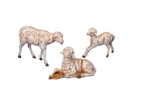 Fontanini White Sheep Family Italian Nativity Village Animals Figurines Set of 3