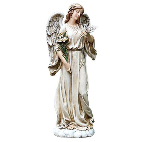 Roman Josephs Studio Angel With Dove & Lily Flowers Outdoor Garden Statue