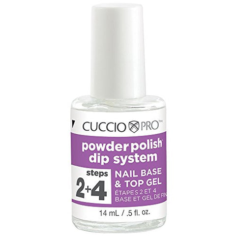 Cuccio Pro Powder Polish Dip System, Step 2 + 4 Nail Base & Top Gel, 0.5 Ounce