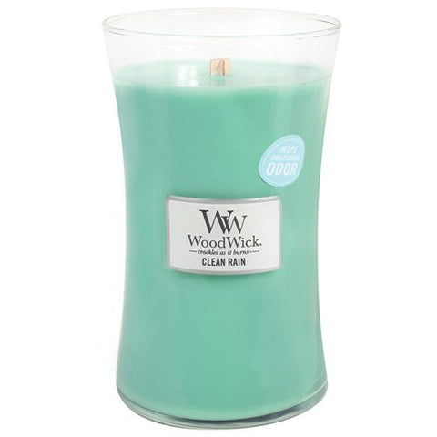 Clean Rain WoodWick Odor Neutralizing 21.5 ounce Scented Jar Candle