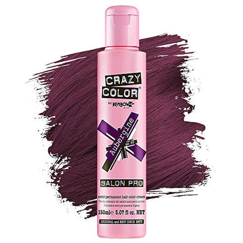 Crazy Color Hair Dye - Vegan and Cruelty-Free Semi Permanent Hair Color, 5.07 fl oz. (AUBERGINE)