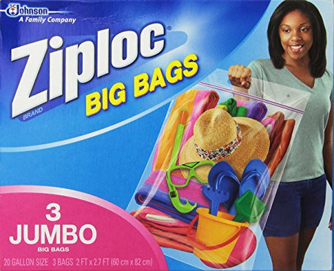 Ziploc Big Bag Double Zipper, 3 Jumbo Big Bags