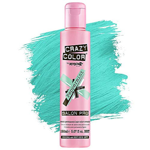 Crazy Color Hair Dye - Vegan and Cruelty-Free Semi Permanent Hair Color, 5.07 fl oz. (PEPPERMINT)