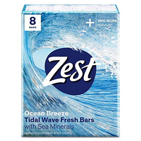 Zest Ocean Breeze Bar Soap  Enriched with Sea Minerals, 8 Bars