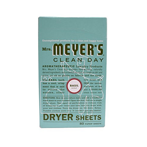 Mrs. Meyer's Clean Day Dryer Sheets, Basil, 80 Count