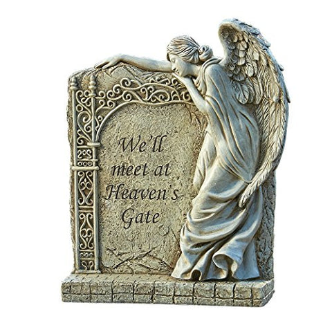 Roman Exclusive Angel Memorial Garden Statue With Verse "We''Ll Meet At Heaven'S Gate"