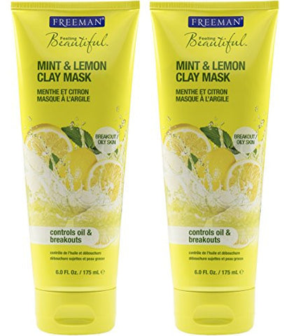 Freeman Feeling Beautiful Mint & Lemon Clay Mask, 6-Ounce, 2 Count