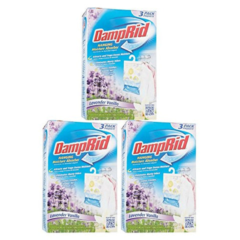 DampRid Lavender & Vanilla Hanging Moisture Absorber, 3 ct, 42 oz - 3 Boxes