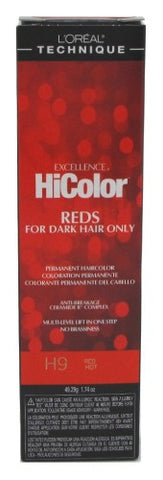 L'Oreal Excellence HiColor H9 Red Hot Permanent Hair Color, 1.74 oz.