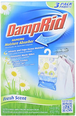 DampRid FG83K Hanging Moisture Absorber Fresh Scent (3 Boxes of 3 bags, Total of 9 Bags)