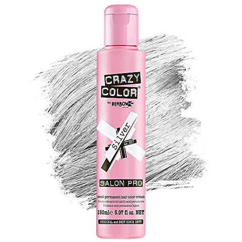 Crazy Color Hair Dye - Vegan and Cruelty-Free Semi Permanent Hair Color, 5.07 fl oz. (SILVER)