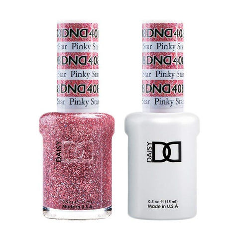 DND Duo 100% Pure Soak Off Gel - All in One - Nail Lacquer and Gel Polish, 0.5Oz / 15ml each - (408 - Pinky Star)