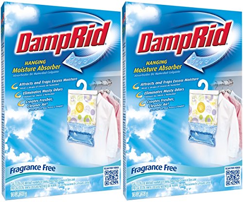 Damp Rid Hanging Moisture Absorber, Fragrance Free, 14 oz- 2 Boxes
