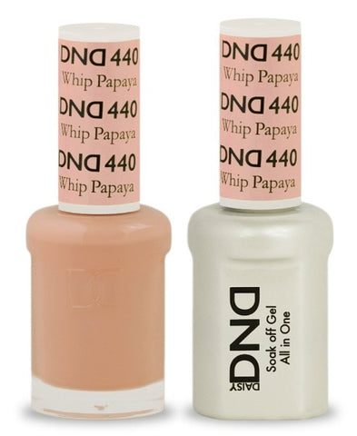 DND Duo 100% Pure Soak Off Gel - All in One - Nail Lacquer and Gel Polish, 0.5 Oz / 15ml each - (440 - Papaya Whip)