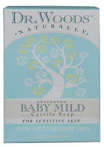 Dr. Woods Unscented Baby Mild Bar Soap with Organic Shea Butter, 5.25 oz