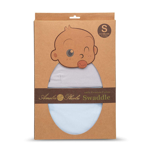 Ultra Soft, 100% Premium Cotton Baby Swaddle Blankets, 2 PC Adjustable Wrap Set for Newborn/0-3 Moth Boy and Girl (Blue/Gray)