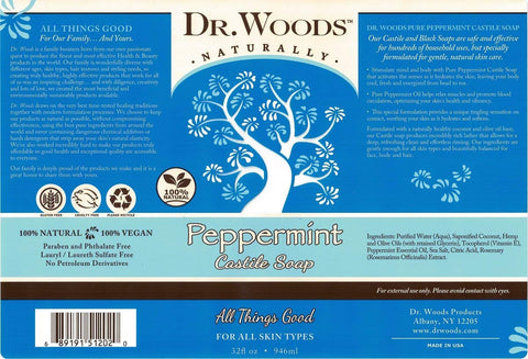 Dr. Woods Pure Peppermint Liquid Castile Soap, 32 Ounce