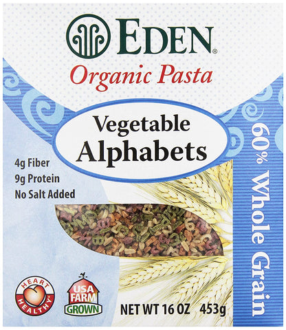 Eden Foods Organic Pasta Vegetable Alphabets, 16 Ounce