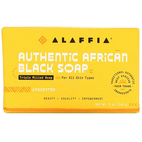 Alaffia Black Soap Authentic African, Triple Milled Soap, Unscented, 5 Oz