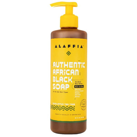 Alaffia Authentic African Black Soap Liquid, Eucalyptus Tea Tree, 16 fl oz