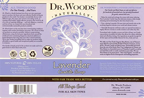 Dr. Woods Pure Lavender Castile Soap with Organic Shea Butter, 32 Ounce