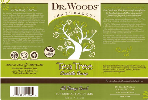 Dr. Woods Pure Tea Tree Liquid Castile Soap, 32 Ounce