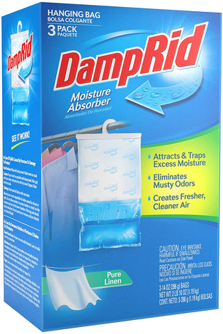 DampRid Pure Linen Hanging Moisture Absorber, 3 Pack