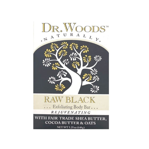 Dr. Woods Raw Black Rejuvenating Exfoliating Body Bar with Organic Shea Butter, 5.25 Ounce