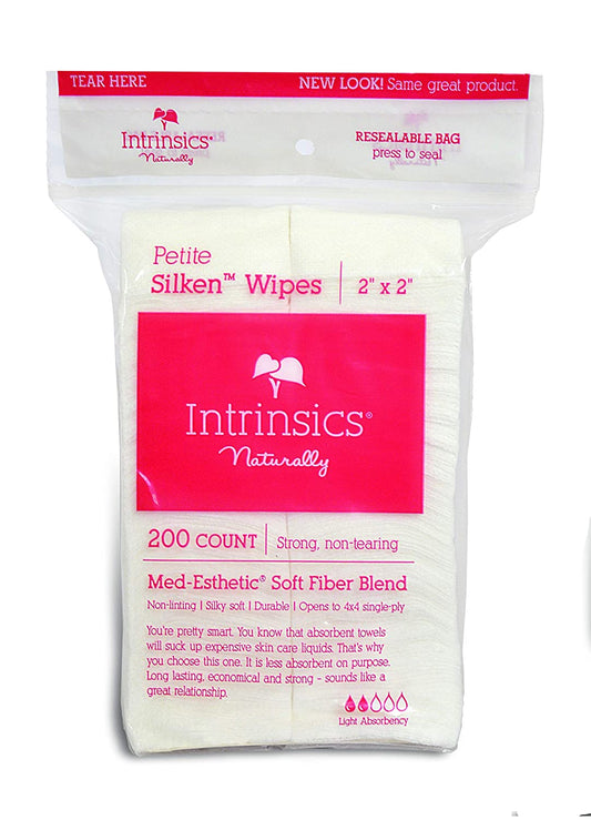 Intrinsics Petite Silken Wipes - 2"x 2", Med- Esthetic Soft Fibers Blends, 200 Count