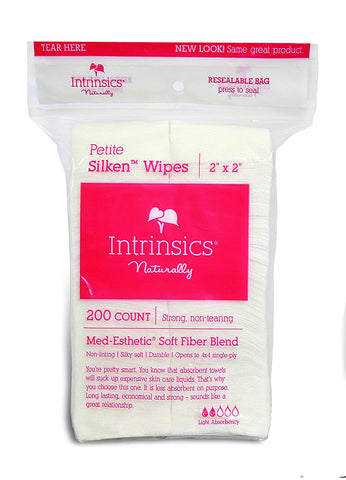 Intrinsics Petite Silken Wipes - 2"x 2", Med- Esthetic Soft Fibers Blends, 200 Count
