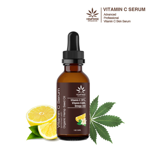 Vitamin C Serum Enriched With Organic Hemp Seed Oil. Naturally Softens, Nourishes, Deep Hydration With Rich Omega Nutrients, 1 Fl Oz