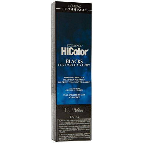 L'Oreal Excellence HiColor Permanent Hair Color, Black Sapphire, 1.74 oz.